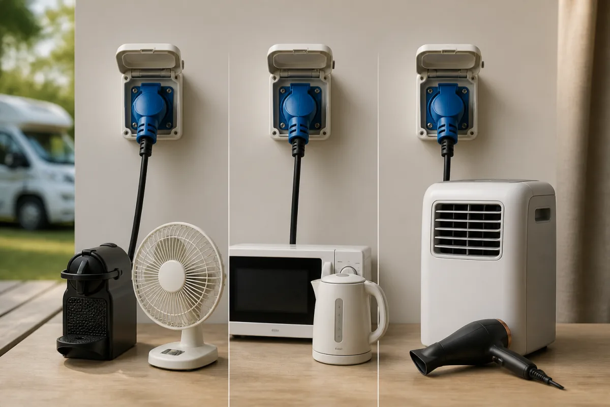 Tableau schématique 6 A 1 380 W, 10 A 2 300 W, 16 A 3 680 W avec exemples d’appareils