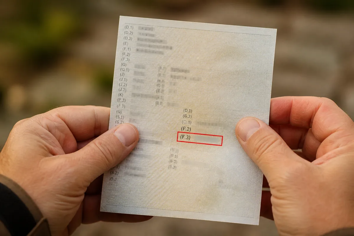 Plan rapproché carte grise avec champ PTAC entouré
